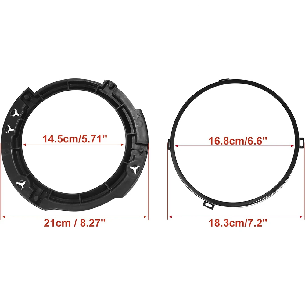 7 Inch Round Headlight Mounting Retaining Bracket Ring With Headlight Metal Rings For Jeep Wrangler JK 07-17 For LED Headlights