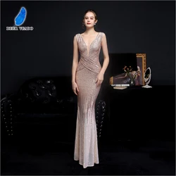 DEERVEADO Mermaid V Neck Sequins Evening Dress Elegant Party Dresses Woman Formal Dress Gala Special Occasion Dresses Long
