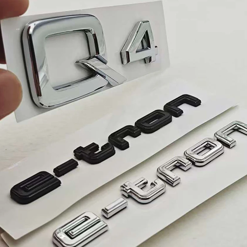 

New 3D ABS Glossy Black Letter Logo Emblem For Audi Q4 e-tron Q6, Rear Trunk Fender Side Badge Auto Tail Marking Accessories
