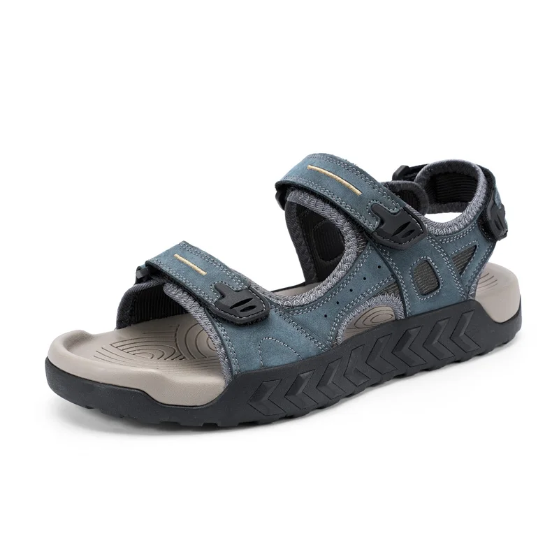 Sandálias masculinas de verão, couro genuíno, sapatos casuais para homens, sandálias de couro para homens, sapatos de praia, sapatos romanos masculinos