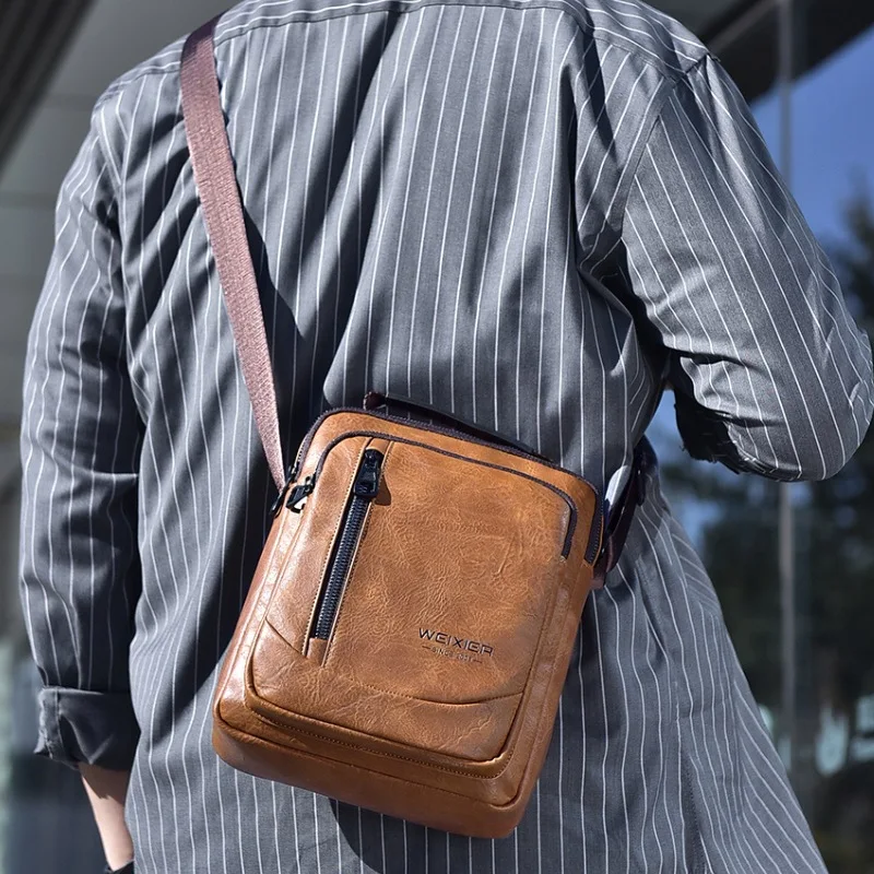2025New Men's Shoulder Bag Retro Crossbody bags Large Capacity Waterproof PU Leather Messenger Bags Brand Hot Selling Handbag 가방