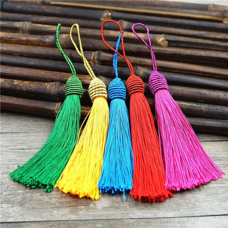 10Pcs Hanging Rope Silk Tassels Fringe Sewing Bang Tassel Trim Key Tassels for DIY Embellish Curtain Jewelry Making Accessories