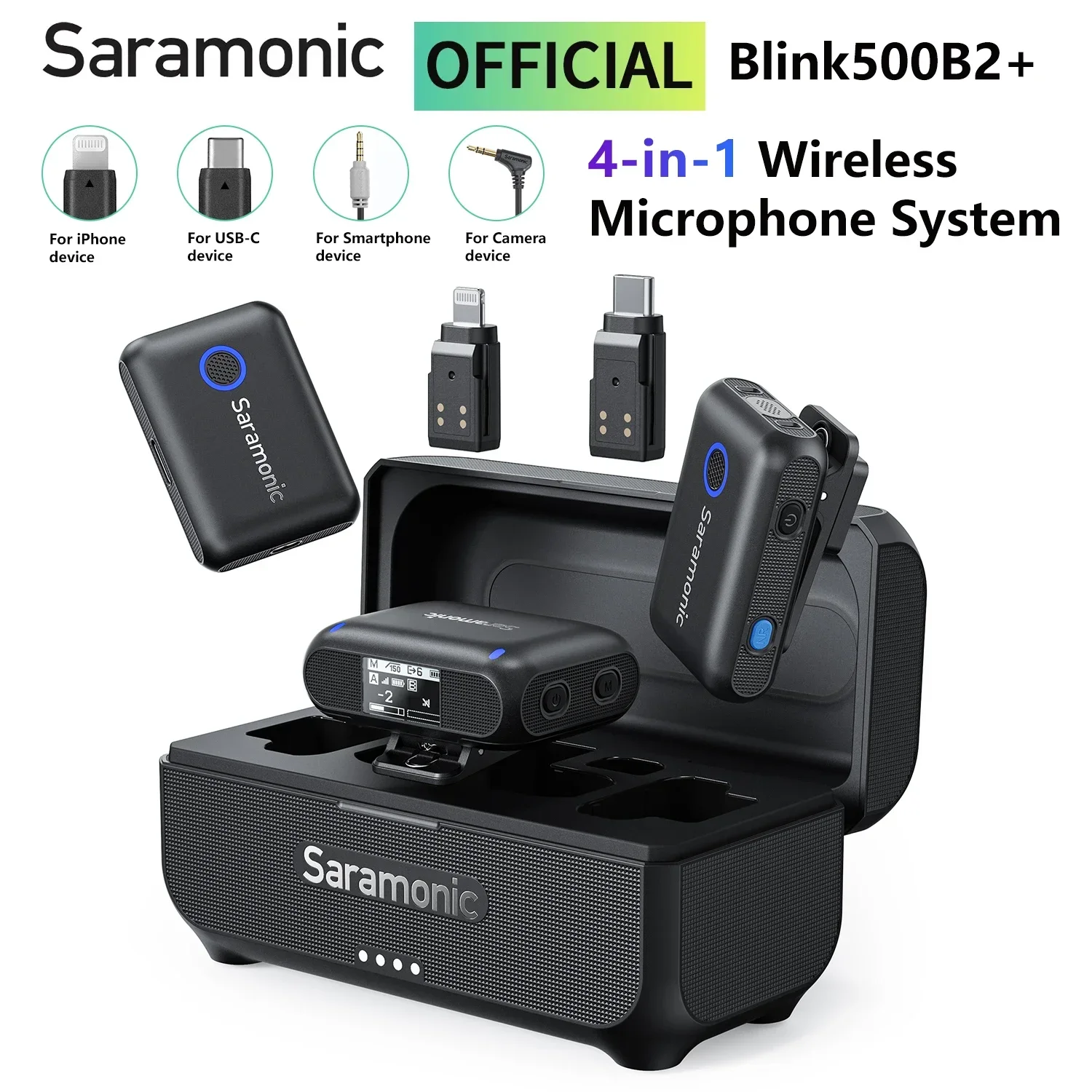 Saramonic Blink500B2+ Wireless Lavalier Lapel Microphone for iPhone Android DSLR Cameras USB-C Live Streaming Youtube Recording