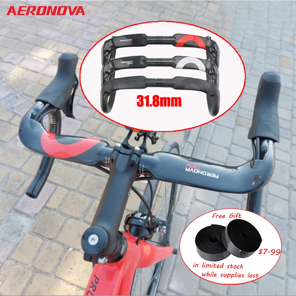 AERONOVA Carbon Fiber Road Bicycle handlebars 400/420/440mm carbon road bike handlebar, Red/Black/Silver Ultralight drop bars