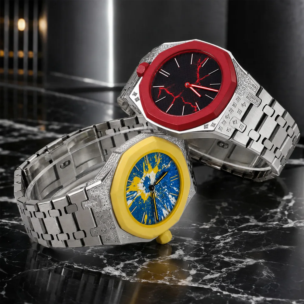 Silicone Strap+Diamond Case For Swatch X AP Royal Pop Pocket Watch Changer to Wristwatch Integrated Modification Accessories