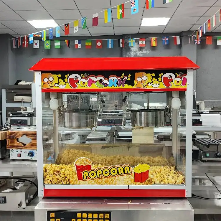 2024 Commercial Electric Popcorn Machine Industrial Caramel Double Pot Popcorn Machine