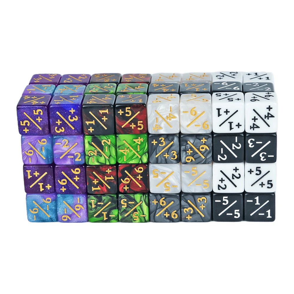 10pcs 16mm D6 Counters Dice Positive Negative +1 -1 for Math Teaching Tabletop Games