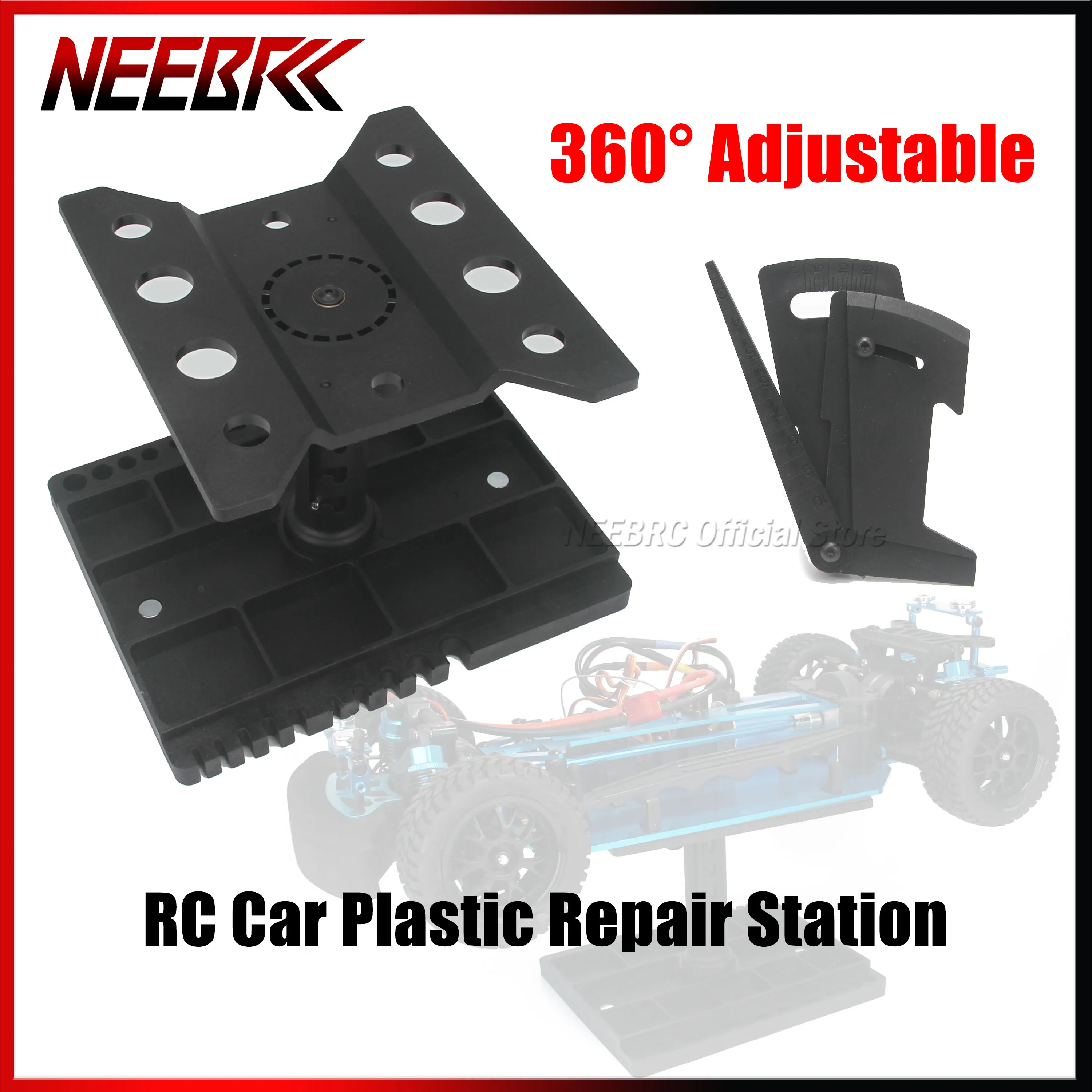 RC Car Plastic Repair Station Adjustable Display Stand Assembly Platform Protractor for 1/8 1/10 1/12 1/14 1/16 RC Model Car