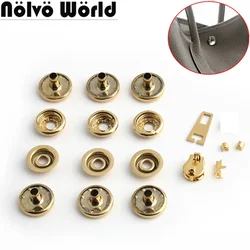 Gold,Silver Stainless Steel Metal Buttons With Slider For Sewing Handbag Bags Press Studs Snap Fastener Repair Rivet Accessories