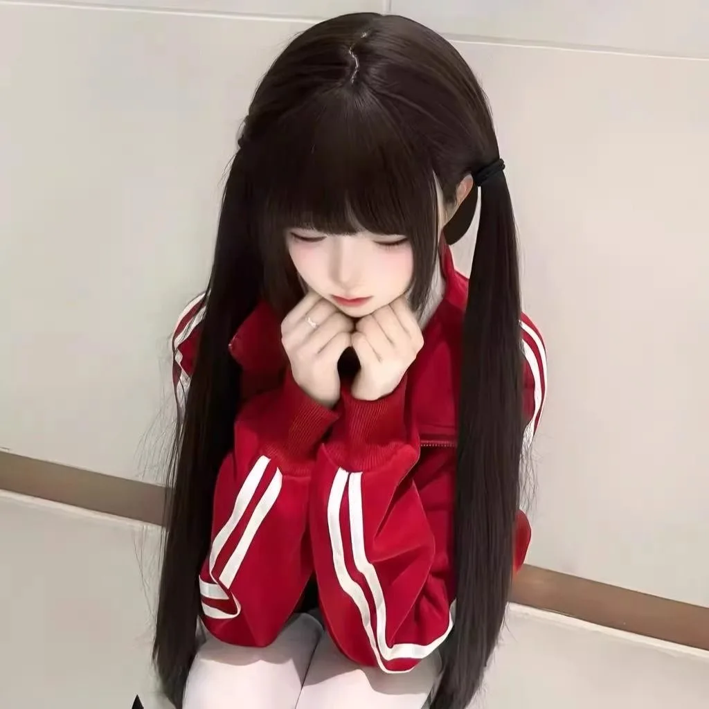 วิกผมสีดำ ผมยาว ผมเทียมจำลอง อุปกรณ์เสริมสำหรับเกมอนิเมะ คอสเพลย์ หมวกคลุมศีรษะแบบเต็ม ทรงผมตรง อุปกรณ์ประกอบฉากถ่ายภาพ