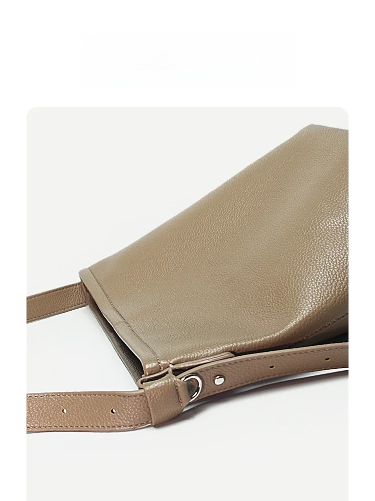 

LINDA VIY Luxury Large Capaci Leather Buet Bag Women's Faion Commuter Single oulder Bag Simple Sli Handbag