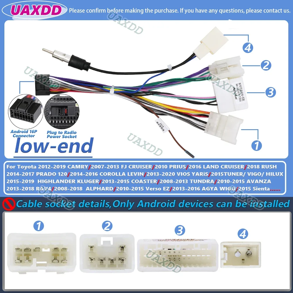For Toyota camry prius land cruiser rush prado corolla levin vios yaris tuner vigo hilux highlander kluger coaster cable harness