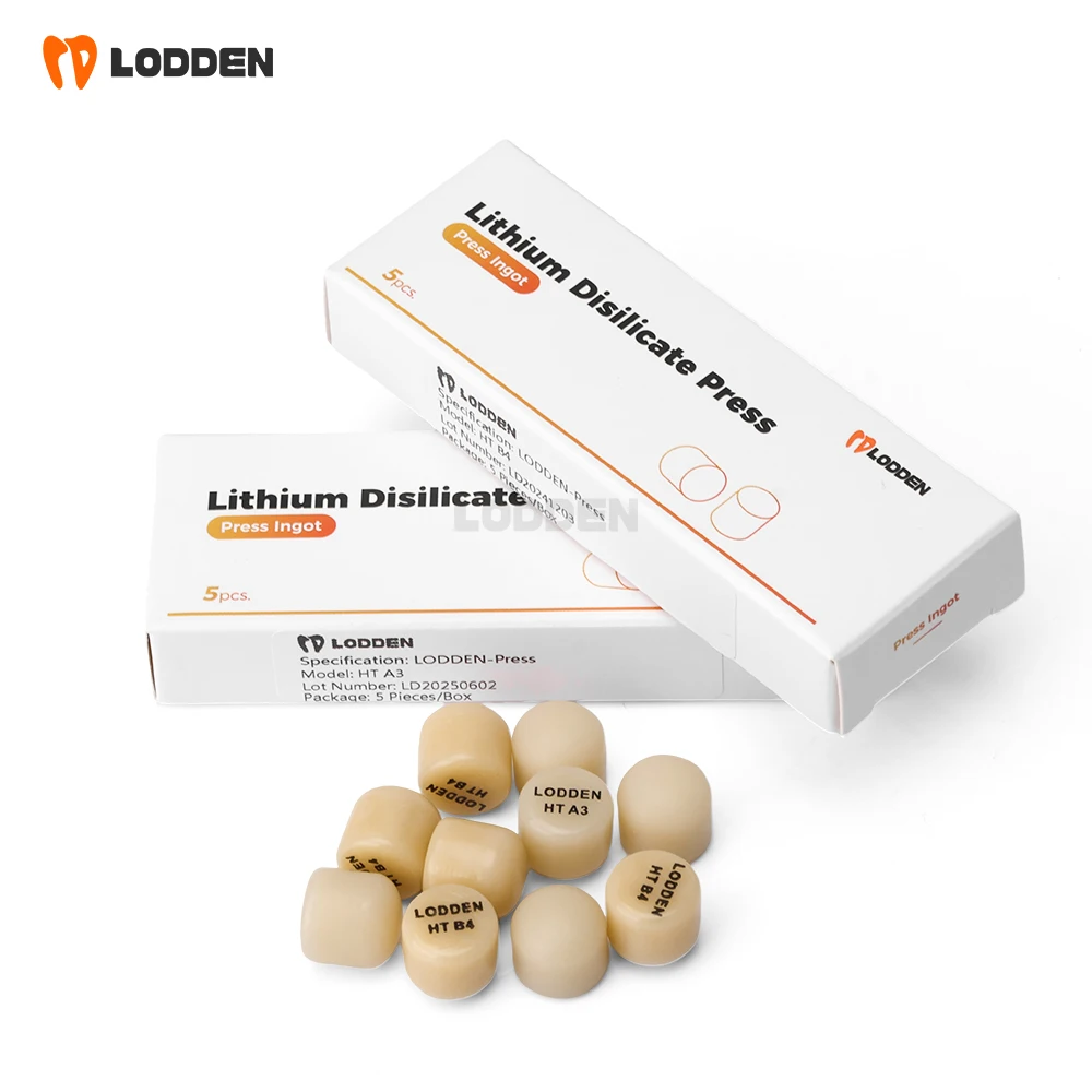 LODDEN 10pcs Lithium Disilicate Press Ingots Dental Glass Ceramic Pressing for Ultra-thin Veneer Minimally Invasive Repair HT/LT
