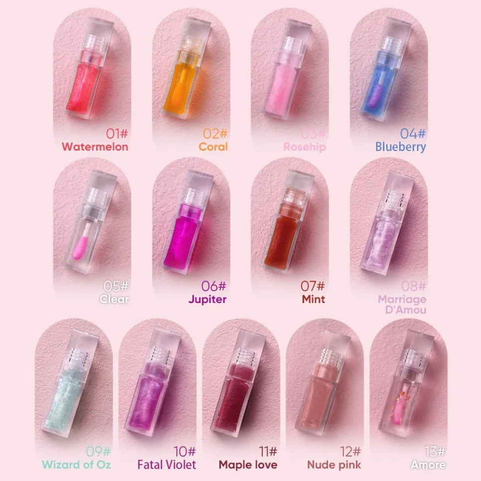 Small Waist Clear Drop Square Temperature Change Lip Gloss Private Label Lip Oil Lipgloss Custom Logo Vegan Makeup Wholesale