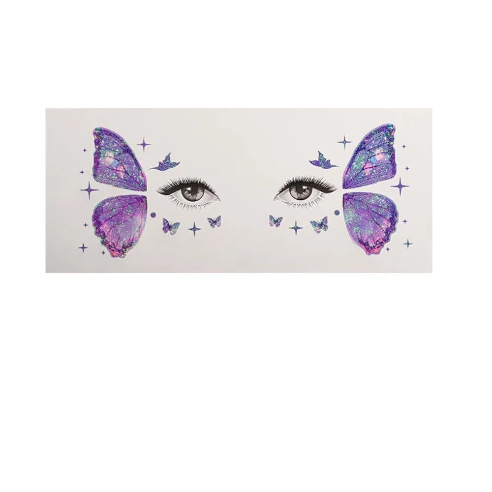 Waterproof Glitter Butterfly Face Tattoo Star Heart Realistic Face Tattoo Sticker Long Lasting Convenient Face Temporary Tattoo