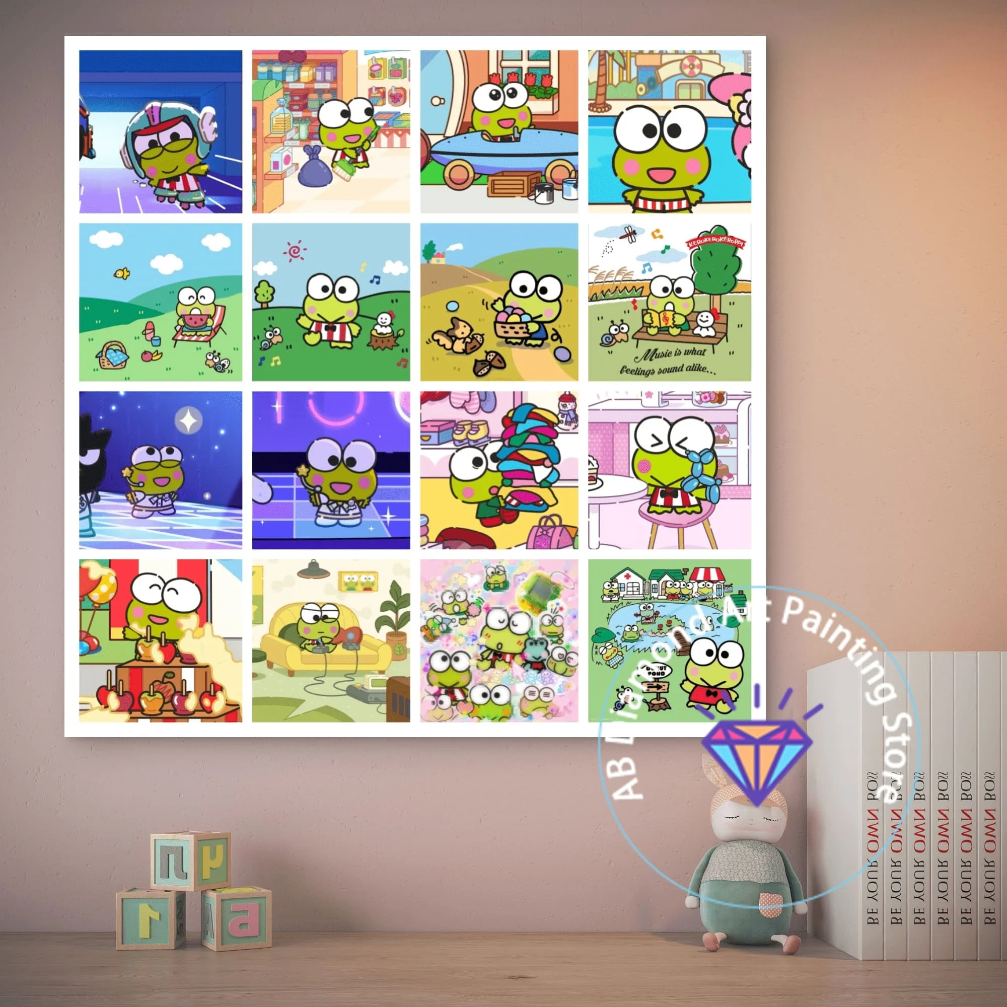 

Kero Kero Keroppi Sanrio DIY 5D AB Diamond Painting Kit Embroidery Cross Stitch Handmade Gift Crafts Home Decor Children Gift