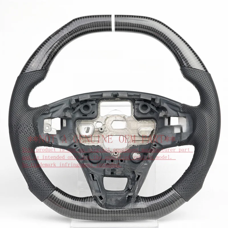 For Ford Steering Wheel Horn Cover 19 Focus Carbon Fiber Perforated Leather Custom Horn Shell Decorative Cover