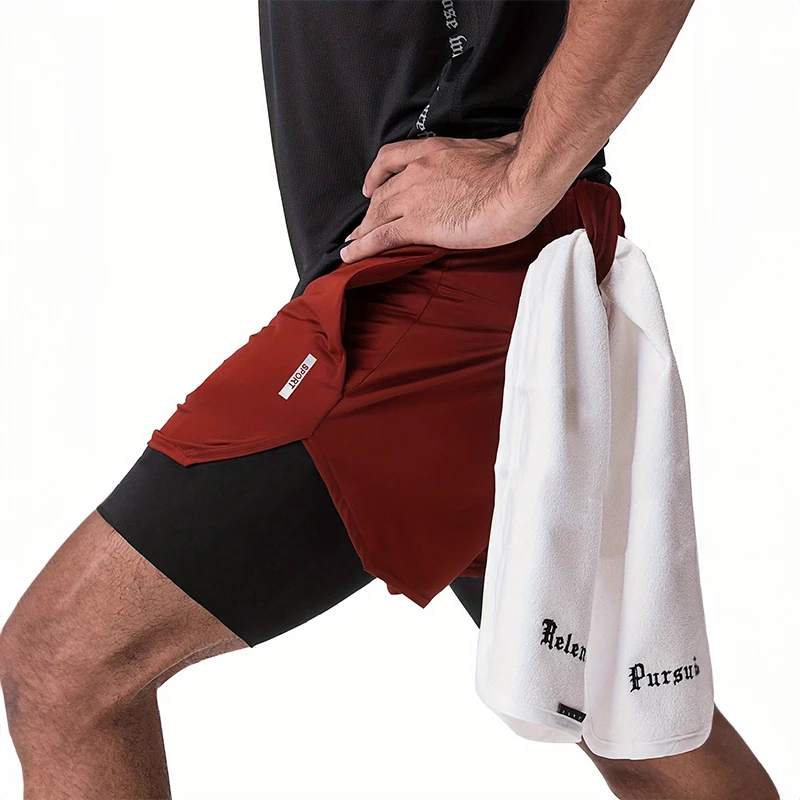 Men's Running Shorts 2-in-1 Quick Drying Sports Shorts Outdoor Jogging Fitness Training Shorts Summer Mens Sportswear