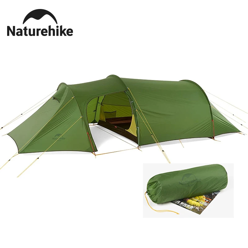 Naturehike – tente Tunnel en Nylon 20D pour 3 personnes, ultralégère, grande vestibule, pour famille, sac à dos en plein air, Camping