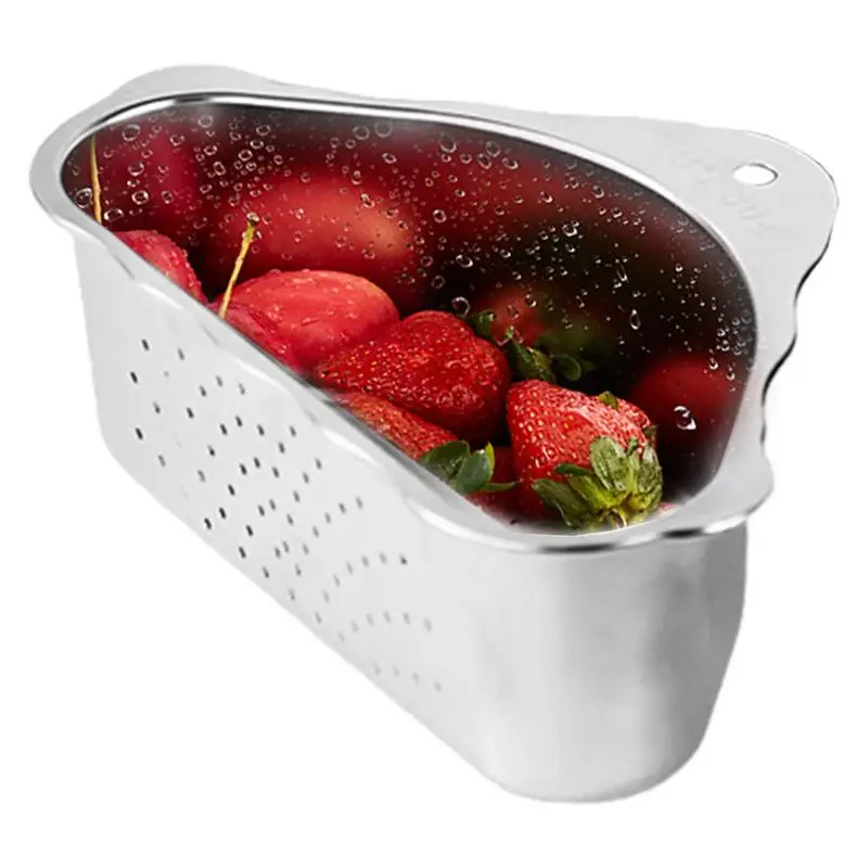 

Kitchen Sink Colander Basket Triangular Self-Draining Stainless Steel Colander Basket Strainer Basket Large Storage Basket