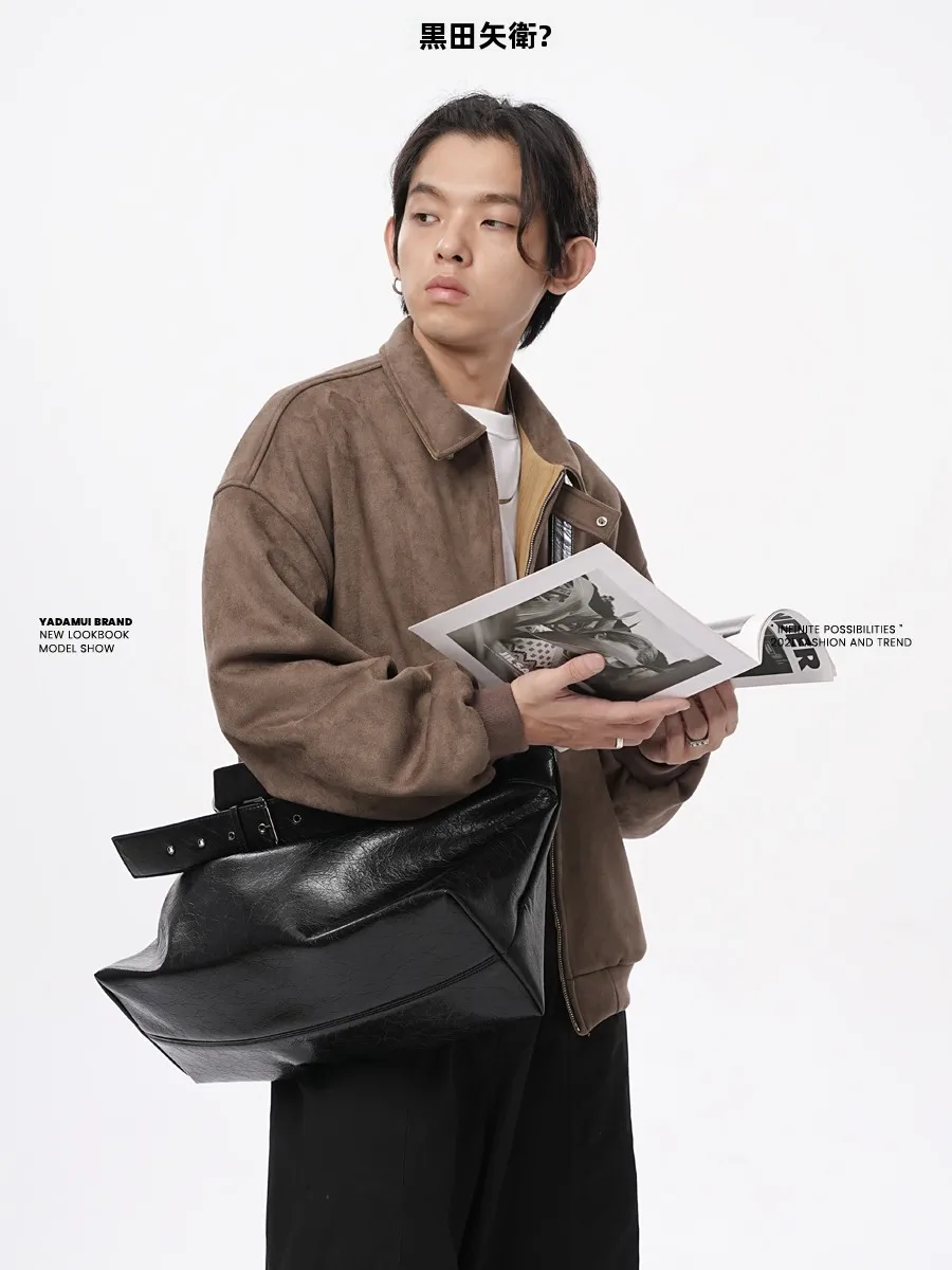 Men's Casual Crossbody Bag Large Capacity Burst Pattern Fashionable 2026 New Style Commuter Bag for Women Soft PU Leather