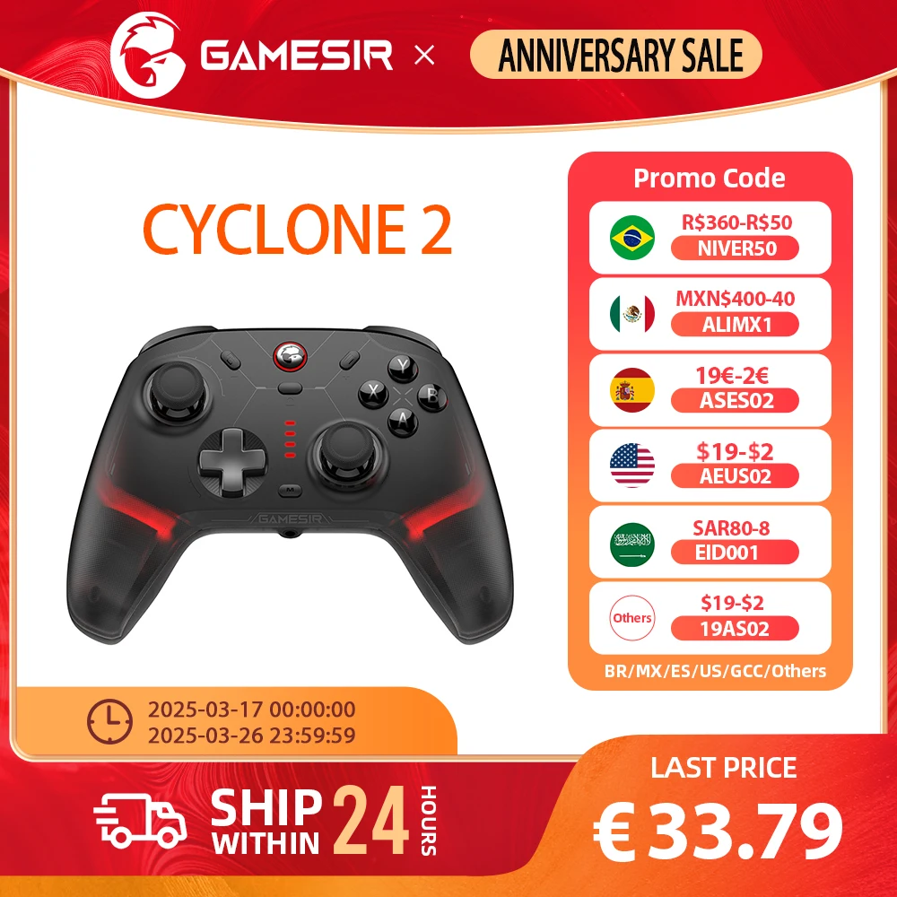 Controller wireless Gamesir Cyclone 2 con controller effetto Hall per PC Steam Switch ios Andrioid