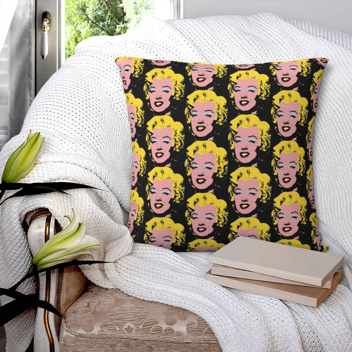 

Golden Warhol Girls Square Pillowcase Pillow Cover Polyester Cushion Zip Decorative Comfort Throw Pillow for Home Bedroom