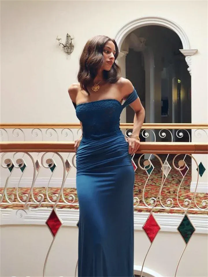 Mode Kant Halter Vrouwen Maxi Jurken Sexy Patchwork Ruches Mouwloos Schede Gewaad Mujer Elegante Avondfeest Vestidos