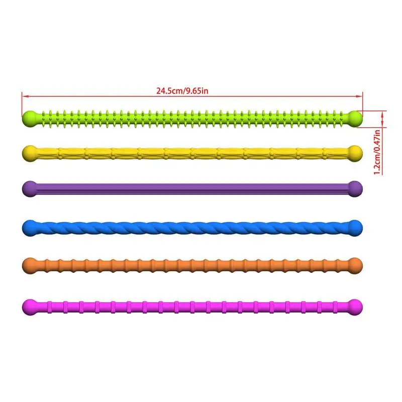 Sensory Toy 6 Pieces Noodle Texture Sensory Fidget Toy Educational Companion Soft Figure Silicone Material For Classroom Travel