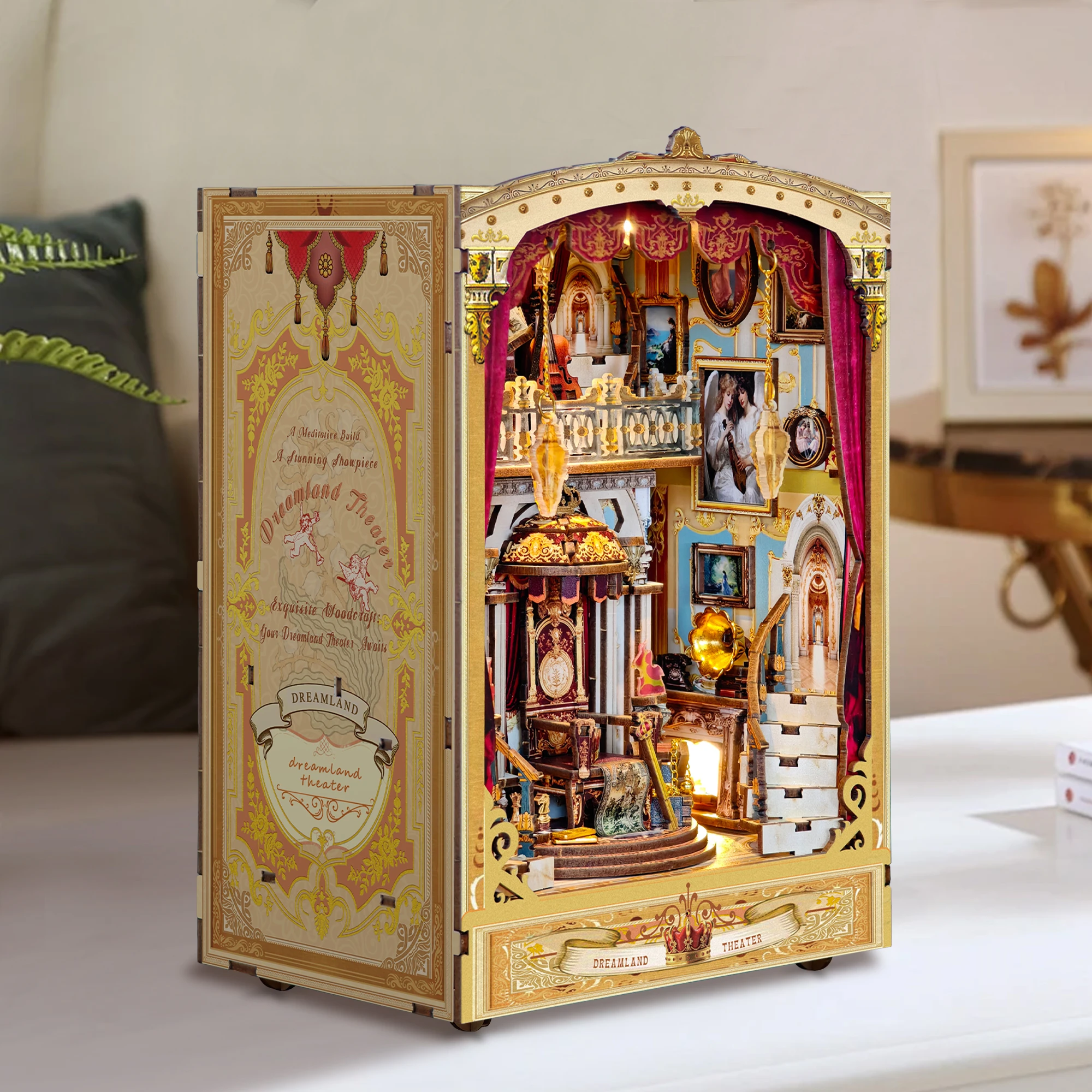 لتقوم بها بنفسك كتاب الزاوية خشبية مصغرة نموذج أطقم دريم لاند مسرح Bookend لغز ثلاثية الأبعاد مع رف الكتب الخفيفة لهدايا عيد ميلاد صديق