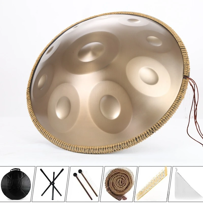 Tambores de mano de meditación hechos a mano de 22 pulgadas, sartenes de nitrido de acero inoxidable, instrumentos musicales profesionales para principiantes