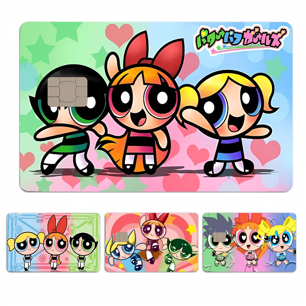 P-Powerpuff-Girls Anime Cartoon Aufkleber Film Haut für Kreditkarte Debit Bank Bus Karte
