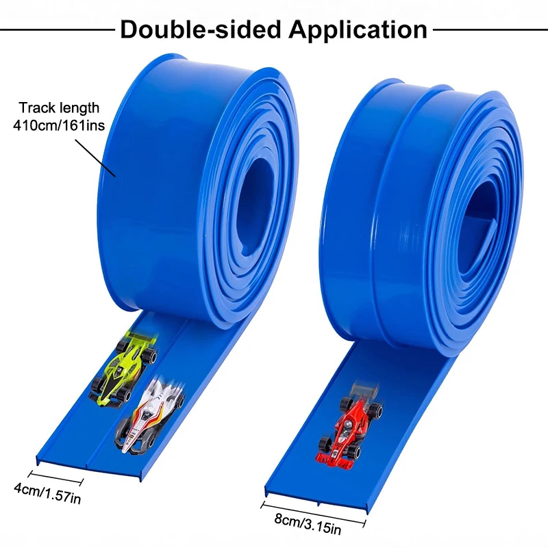 مسار سباق مرن بطول 13.5 قدم للأطفال، مسار منحدر سيارة السباق مع أكواب شفط و2 سيارات سباق صغيرة #6