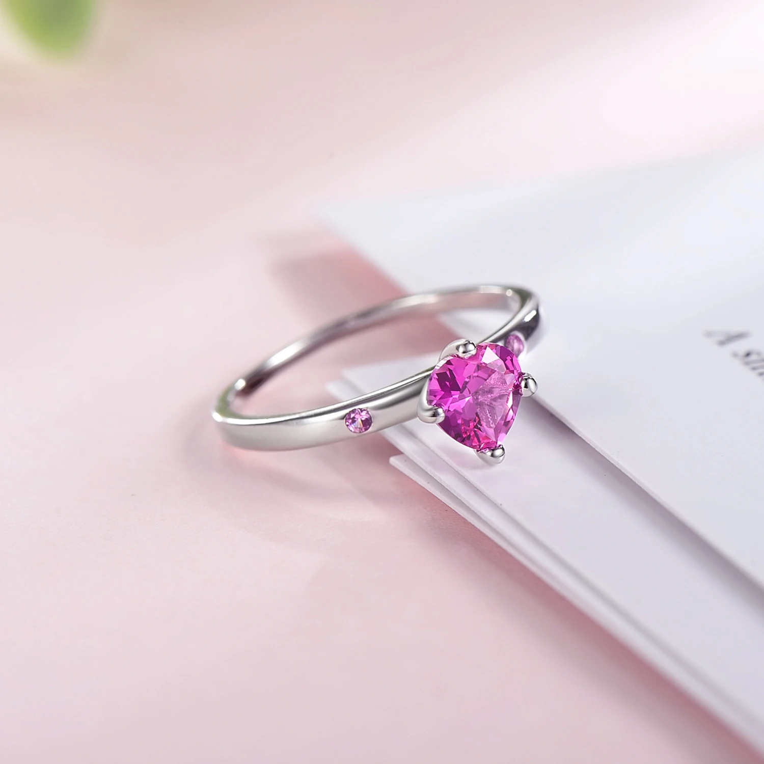 MODIAN Genuine 925 Sterling Silver Romantic Ring Heart RED CZ Finger Rings for Women Wedding Anniversary Jewelry Anel