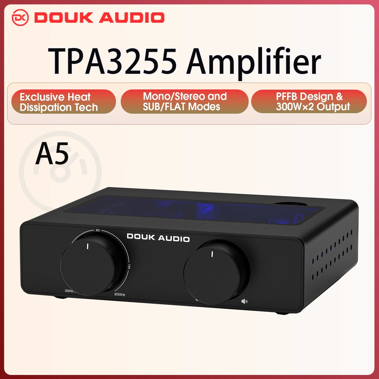 Douk Audio A5 Mini TPA3255 Digitaler Leistungsverstärker HIFI 300W Klasse D Home Stereo Lautsprecherverstärker