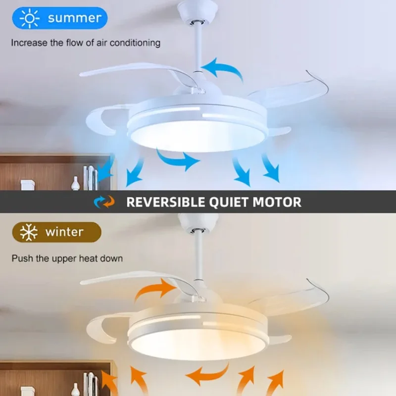 Indoor Decoration Living Room Bedroom ABS Fan Blade LED Ceiling Fan Lamp