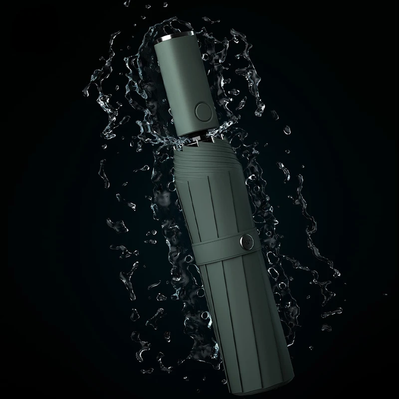 Niebieski parasol na noc wzmocniony zagęszczony słoneczny parasol przeciwdeszczowy światła automatyczny termokurczliwy czarny składany bardzo duża parasolowy