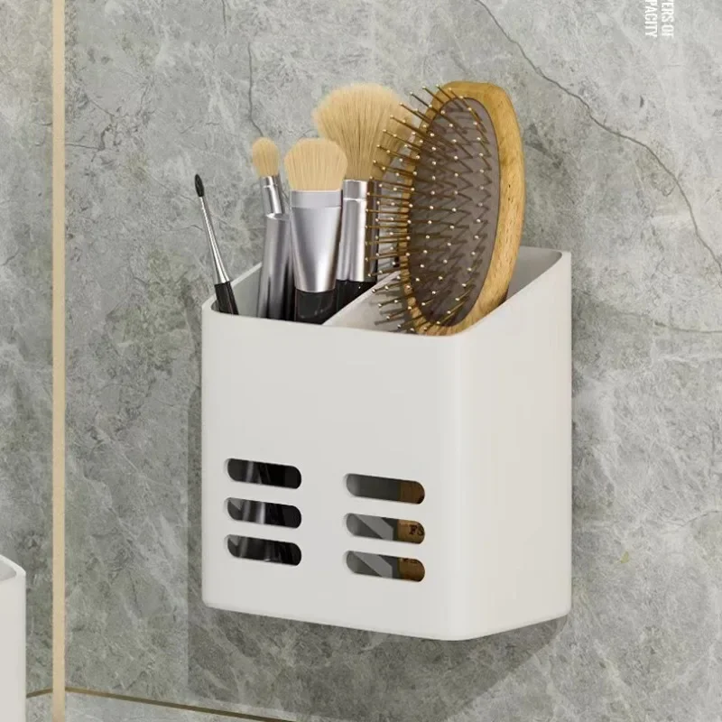 Bathroom Shelf Makeup Storage Organizer No Drill Toiletries Shelves Wall Mount Comb Skin Care Product Rack Bathroom Accessories