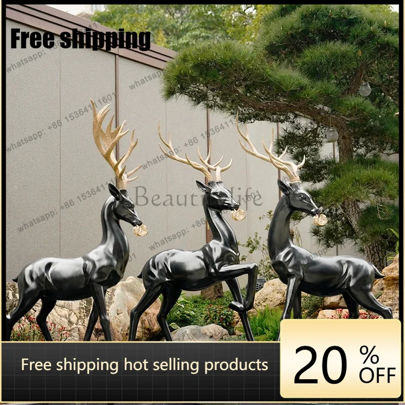 Factory DirectAbstract fiberglass hotel sculpture club lawn sales department modern decoration imitation copper sika deer orname