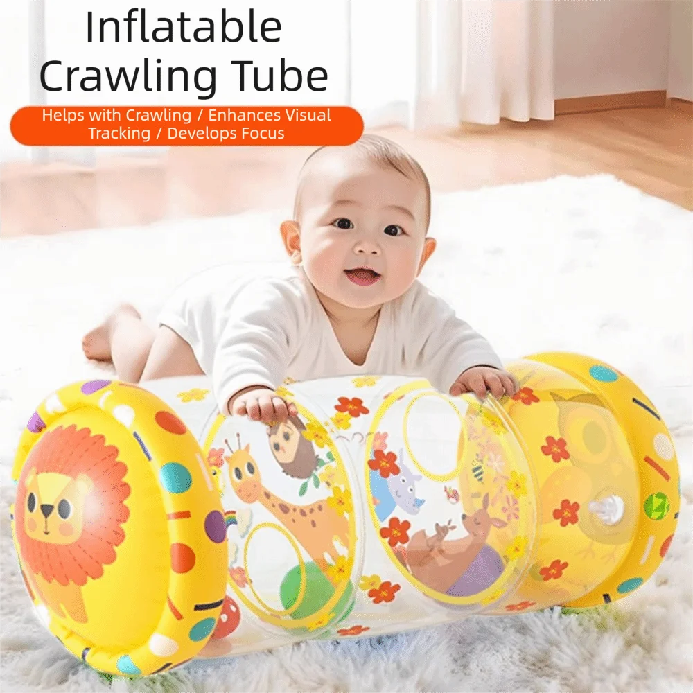 PVC Material Baby Crawling Roller Toy Built-in Rattle With Ball Early Development Toys Fitness Support Inflatable Design