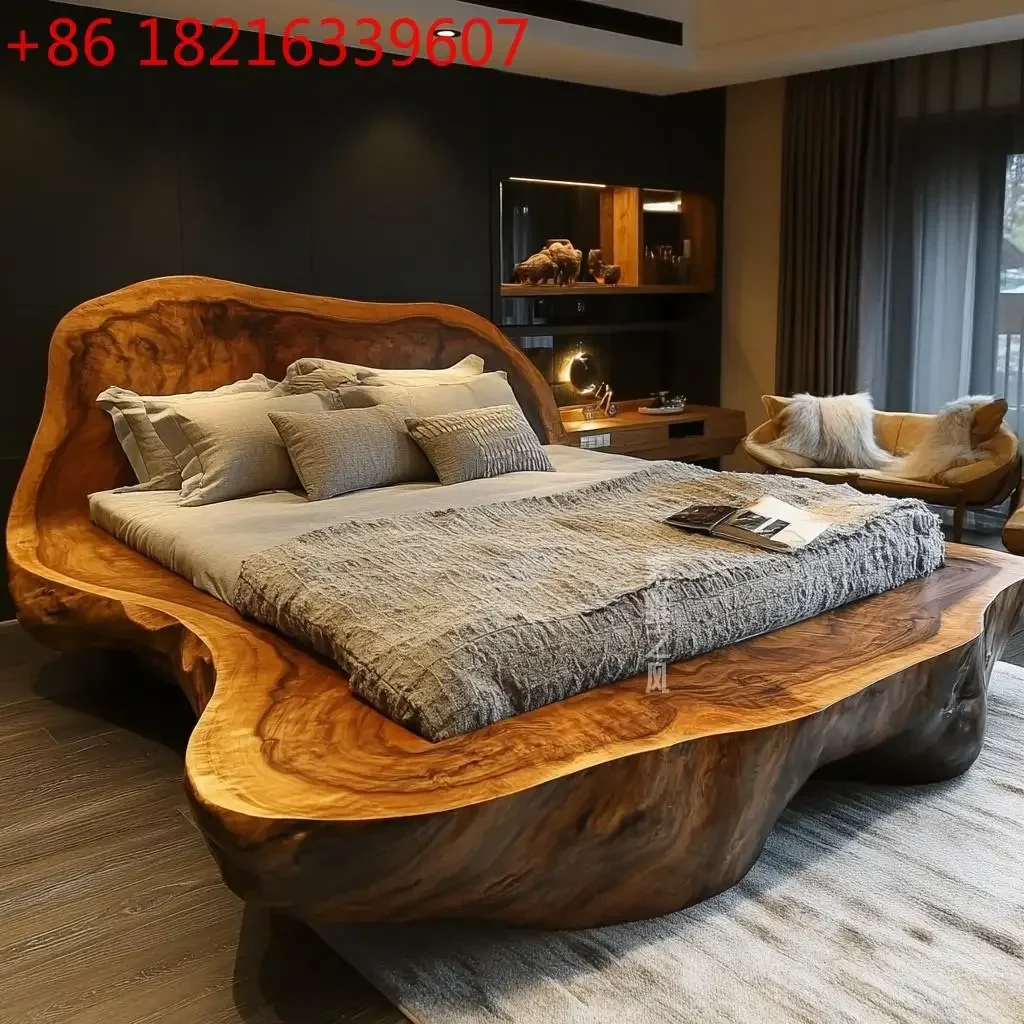 TAOMaster Bedroom Bed and Breakfast 1.8m Queen Bed Modern Simple Chinese Minimalist Special-shaped Solid Wood