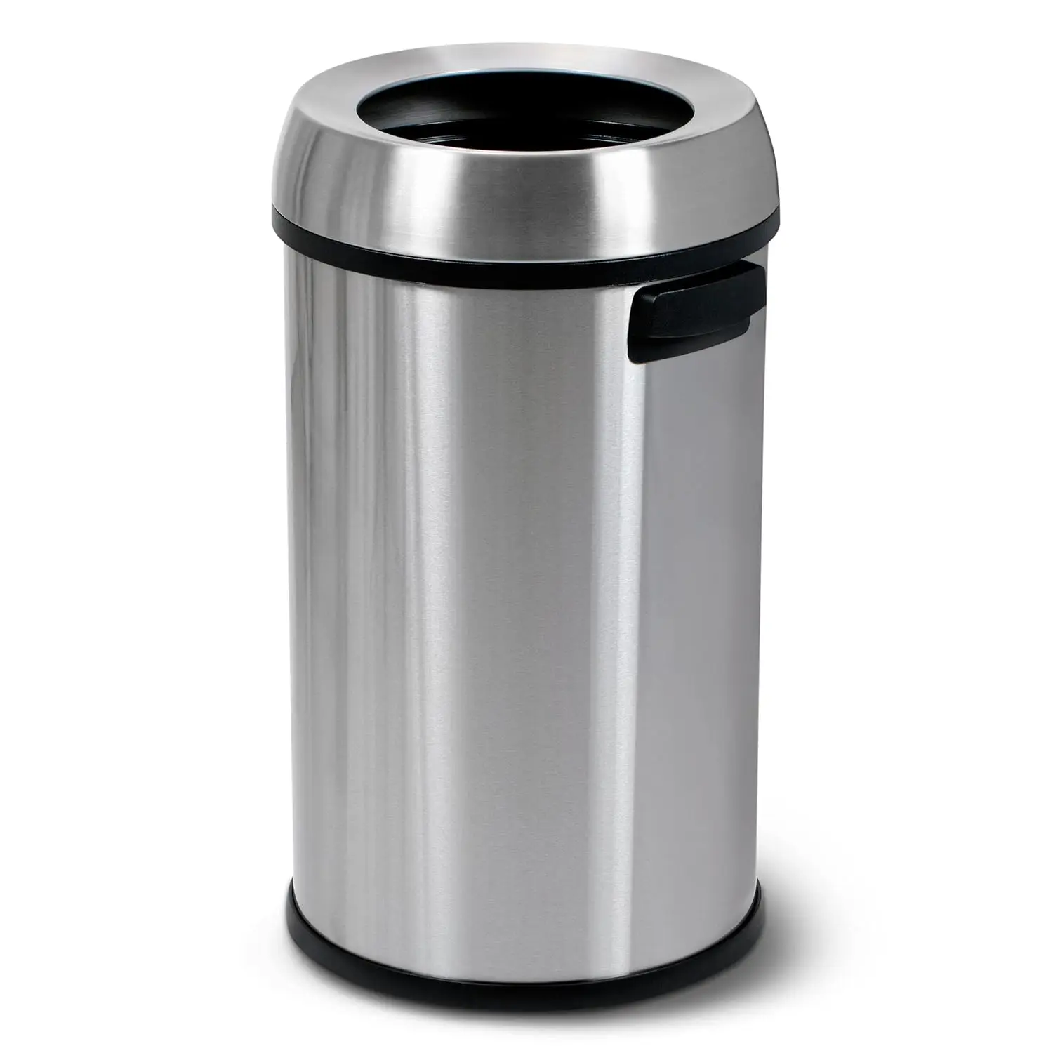 

65L Open Top Stainless Steel Trash Can, Commercial Grade, Non-Skid Base