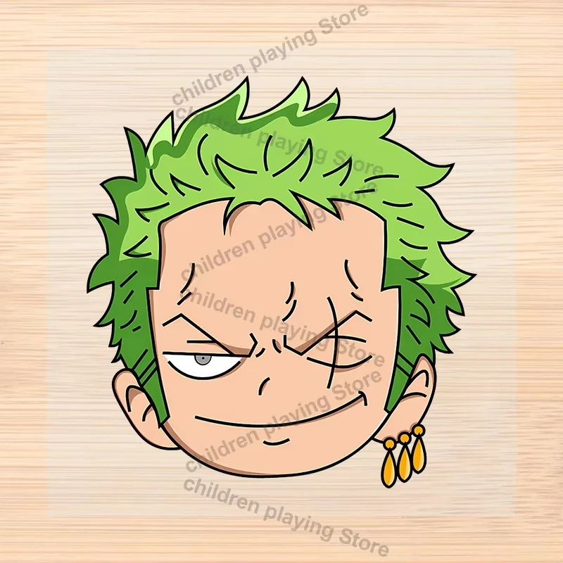 2 pçs uma peça q versão padrão de calor transferência adesivo luffy zoro cabeça roupas diy decoração anime ferro em remendos presentes aniversário