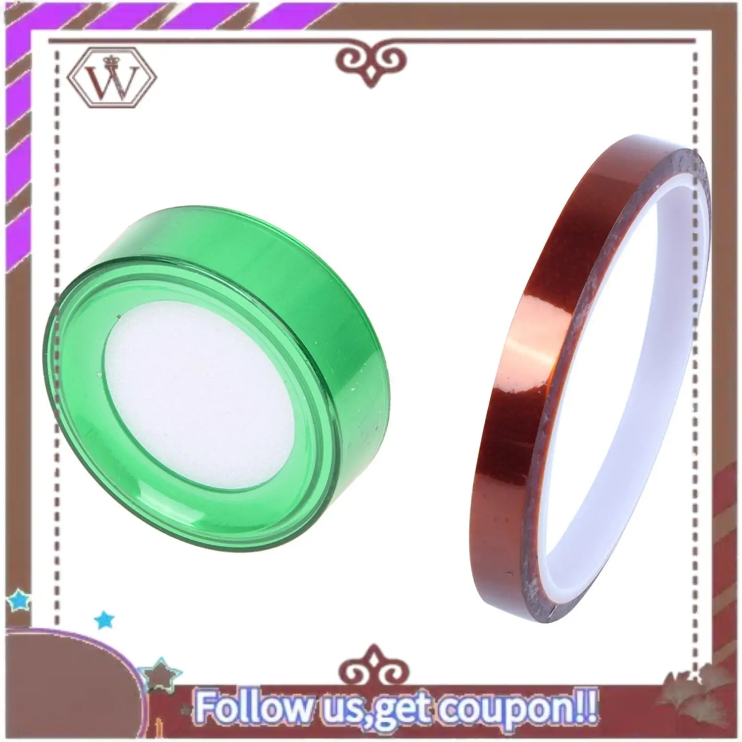 Latest 2 Pcs Green Plastic 7Cm Dia Sponge Finger Wet Money Cashier & 4 Rolls Heat Resistant Tape For 3D Sublimation Heat Press 1