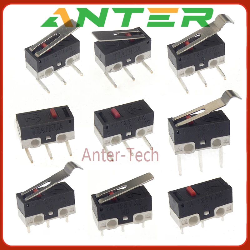 5PCS Micro Limit Switch Momentary Push Button Switch 1A 125V AC Mouse Switch 3Pins Long Handle Roller Lever Arm SPDT 12* 6 *6mm