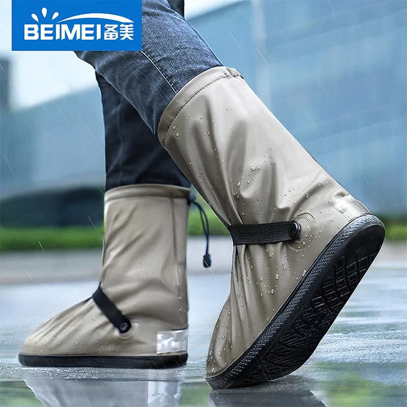 Shoe Covers PVC Rainstorm-level Rainproof Reflection Non-slip Silica Gel Motocycle Riding Outdoors Rain Boots CN(Origin)