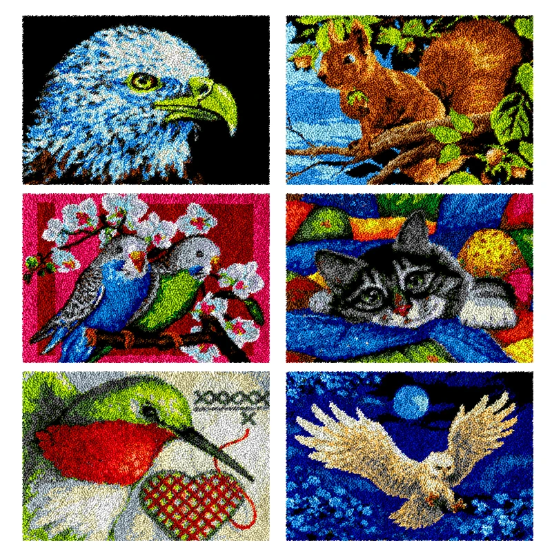 

Latch Hook Rugs Kits for Adults with Pattern Printed Canvas Animal Yarn Diy Tapestry Hook mat klinkhaak kussen Carpet embroidery