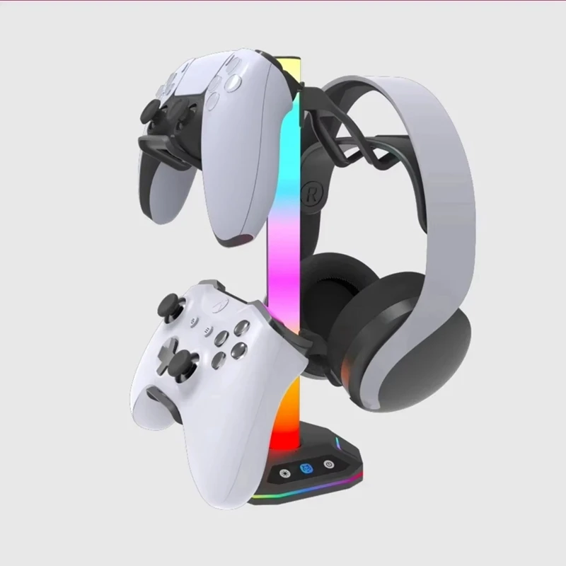 Gaming RGB Headphone Stand For Playstation5 Controller Holder Earphone Hanger For Desktop Gamer  PS4 PS5 Gamepad