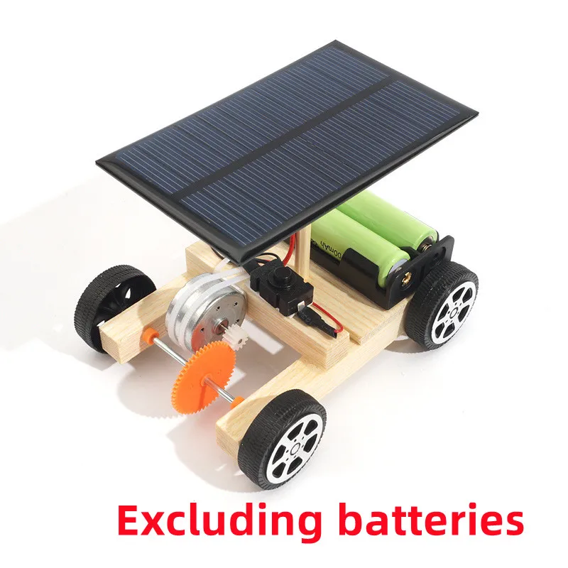 DIY Kids Creative Wooden Puzzle Solar Car Toy Science Experimental Tool Kit Learning Education Games for Kids Teaching Aid