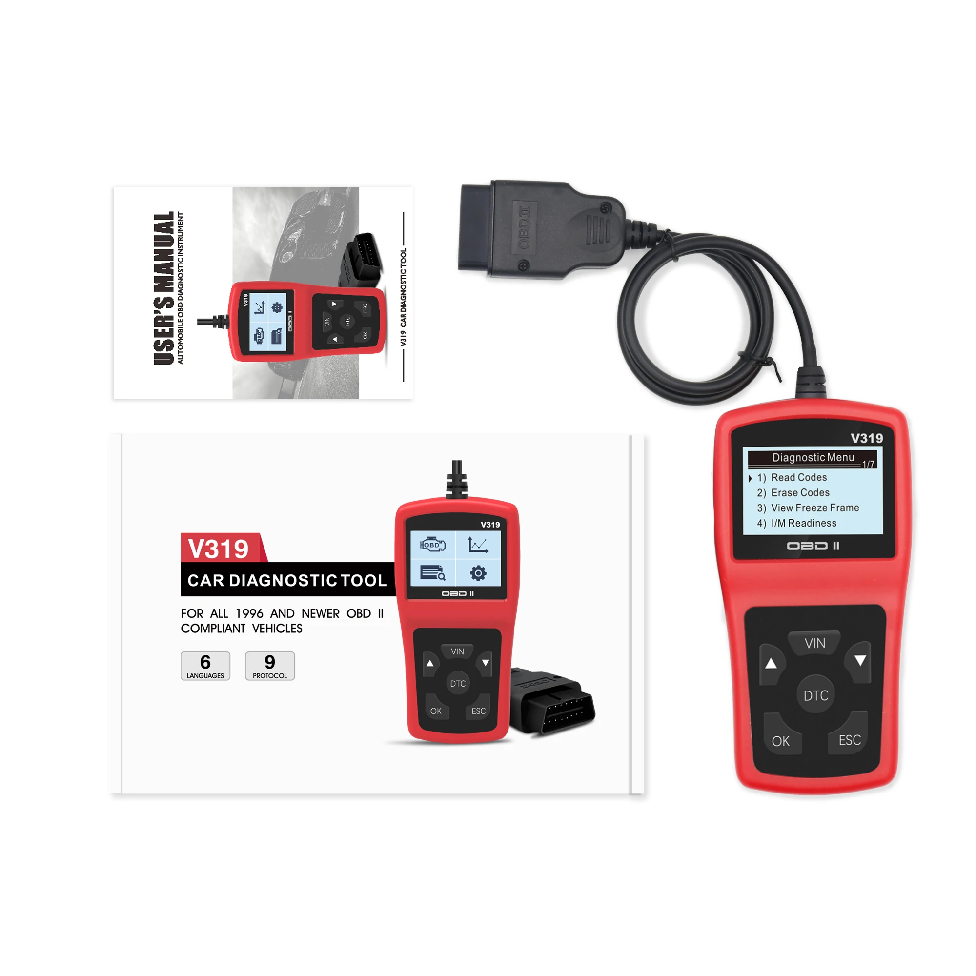 New V319 OBD2 Automotive Scanner OBD Code Reader Auto Check Engine Fault Diagnostic Tool Car Diagnosis Scanners